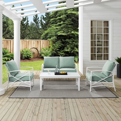 4pc Kaplan Outdoor Steel Conversation Set Mist/White - Crosley 2 4pc Kaplan Outdoor Steel Conversation Set Mist/White - Crosley - Image 2