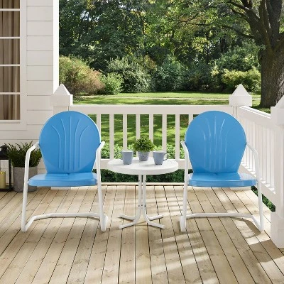 Griffith 3pc Outdoor Conversation Set - Sky Blue - Crosley 4 Griffith 3pc Outdoor Conversation Set - Sky Blue - Crosley - Image 4