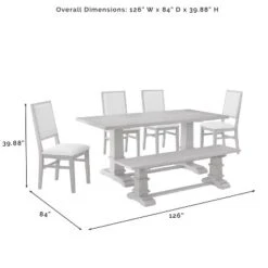 4pc Joanna Dining Set With Bench And 4 Upholstered Chairs Rustic Brown - Crosley -Cheap Crosley Store GUEST ddfbe647 d87a 48da abaa ebbc959c947a