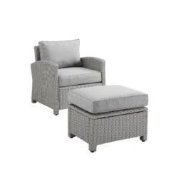 Bradenton 2pc Outdoor Wicker Arm Chair & Ottoman Set - Crosley -Cheap Crosley Store GUEST de77ea8f 181a 4420 9995 d31e7e4888e7