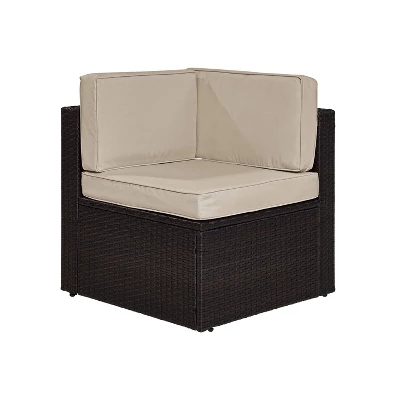 Palm Harbor Outdoor Wicker Corner Chair - Sand - Crosley 3 Palm Harbor Outdoor Wicker Corner Chair - Sand - Crosley - Image 3
