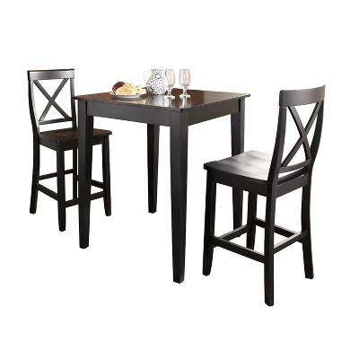 3pc Pub Dining Set With X-Back Stools Black - Crosley 2 3pc Pub Dining Set With X-Back Stools Black - Crosley - Image 2
