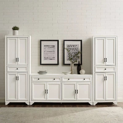 3pc Tara Sideboard And Pantry Set Distressed White - Crosley 2 3pc Tara Sideboard And Pantry Set Distressed White - Crosley - Image 2