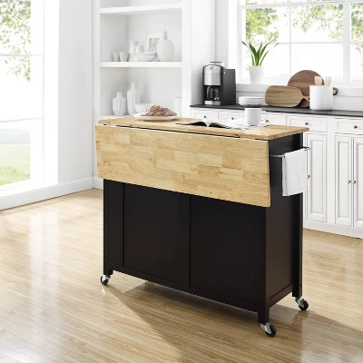 Savannah Wood Top Drop Leaf Kitchen Island/Cart - Crosley 3 Savannah Wood Top Drop Leaf Kitchen Island/Cart - Crosley - Image 3