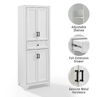 3pc Tara Sideboard And Pantry Set Distressed White - Crosley 4 3pc Tara Sideboard And Pantry Set Distressed White - Crosley - Image 4