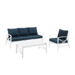 Kaplan 3pc Outdoor Sofa Set With Sofa & Arm Chair With Coffee Table - Navy - Crosley -Cheap Crosley Store GUEST e2c63d55 029e 4ad2 bcb5 8dab93c31160