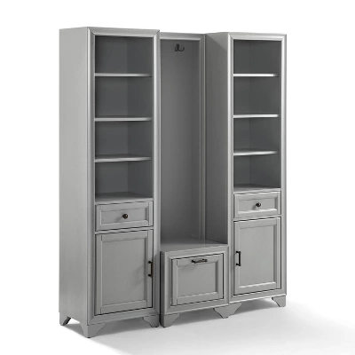 3pc Tara Entryway Set - Hall Tree And 2 Linen Cabinets Distressed Gray - Crosley 1 3pc Tara Entryway Set - Hall Tree And 2 Linen Cabinets Distressed Gray - Crosley