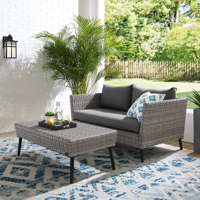 2pc Richland Outdoor Patio Loveseat And Coffee Table Set - Gray - Crosley 9 2pc Richland Outdoor Patio Loveseat And Coffee Table Set - Gray - Crosley - Image 9