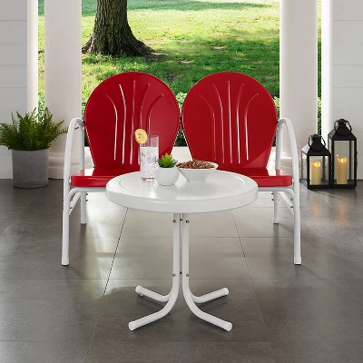 Griffith 3pc Outdoor Conversation Set - Red - Crosley 2 Griffith 3pc Outdoor Conversation Set - Red - Crosley - Image 2