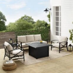 Kaplan 5pc Outdoor Sofa Set With Fire Table - Oatmeal - Crosley -Cheap Crosley Store GUEST e4fbbfe2 ffb4 4724 b874 5b5a3ae6bf0a