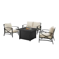 Kaplan 4pc Outdoor Conversation Set With Dante Fire Table - Oatmeal - Crosley -Cheap Crosley Store GUEST e56fdbe0 1c6c 4574 9f55 9d99aeaa51e4