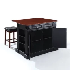 Coventry Drop Leaf Top Kitchen Island With Upholstered Square Stools Black - Crosley -Cheap Crosley Store GUEST e610dd84 3d7c 474d 92d2 d267383a0661