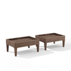 Capella 2pk Outdoor Wicker Ottomans - Cream/Brown - Crosley -Cheap Crosley Store GUEST e6ae4141 5f02 4bfc aea7 54caef132b7c