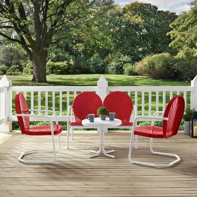 Griffith 4pc Outdoor Conversation Set - Bright Red - Crosley 4 Griffith 4pc Outdoor Conversation Set - Bright Red - Crosley - Image 4