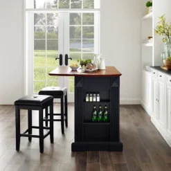 Coventry Drop Leaf Top Kitchen Island With Upholstered Square Stools Black - Crosley -Cheap Crosley Store GUEST e8da76d5 1581 44b9 a6de 6ee88bcfa2ec