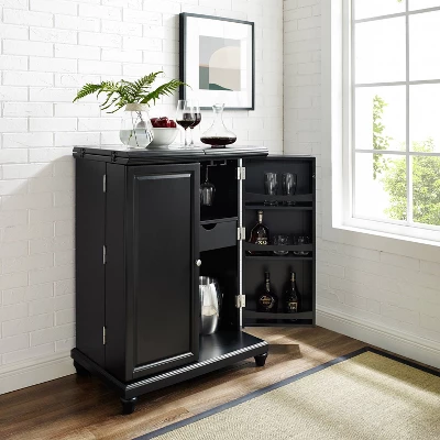 Cambridge Expandable Bar Cabinet Black - Crosley 4 Cambridge Expandable Bar Cabinet Black - Crosley - Image 4
