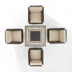 Palm Harbor 5pc Outdoor Wicker Conversation Set With Fire Table - Sand - Crosley -Cheap Crosley Store GUEST ea47328d 5199 4695 8b34 3c5d4eef7cb2