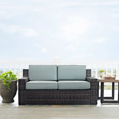 Beaufort Outdoor Wicker Loveseat - Mist - Crosley 2 Beaufort Outdoor Wicker Loveseat - Mist - Crosley - Image 2
