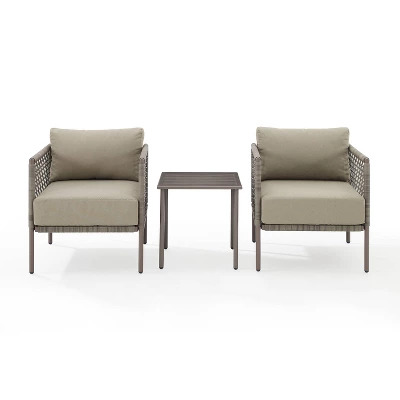 Cali Bay 3pc Outdoor Wicker & Metal Seating Set - Taupe/Light Brown - Crosley 6 Cali Bay 3pc Outdoor Wicker & Metal Seating Set - Taupe/Light Brown - Crosley - Image 6