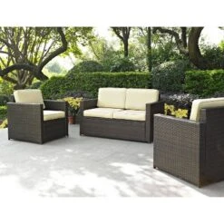 Palm Harbor 3pc All-Weather Wicker Patio Seating Set Sand - Crosley -Cheap Crosley Store GUEST ed01016c e501 4e30 9539 c9d1b955babb