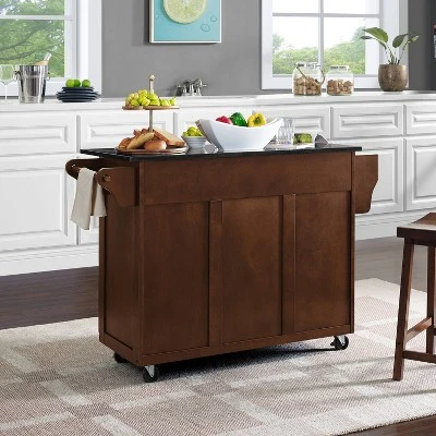 Eleanor Granite Top Kitchen Cart Mahogany/Black - Crosley 4 Eleanor Granite Top Kitchen Cart Mahogany/Black - Crosley - Image 4