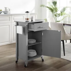 Savannah Stainless Steel Top Compact Kitchen Island Cart Gray - Crosley -Cheap Crosley Store GUEST ee42948b 34e2 4edf b722 c0fcde565b9e