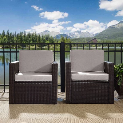 Palm Harbor 3pc All-Weather Wicker Patio Conversation Set Gray - Crosley 9 Palm Harbor 3pc All-Weather Wicker Patio Conversation Set Gray - Crosley - Image 9