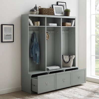 3pc Harper Entryway Set With 3 Hall Trees Gray - Crosley 2 3pc Harper Entryway Set With 3 Hall Trees Gray - Crosley - Image 2