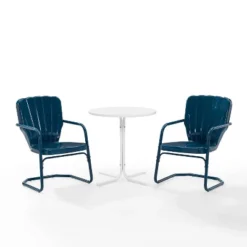 Ridgeland 3pc Outdoor Bistro Set With Table & 2 Chairs - Navy Gloss - Crosley
