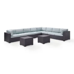 Biscayne 7pc Outdoor Wicker Sectional Set With 2 Coffee Tables - Sangria - Crosley -Cheap Crosley Store GUEST eff85c87 d1df 4ee8 a61a a1cd85c67596