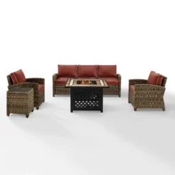 Bradenton 5pc Outdoor Wicker Conversation Set With Fire Table - Crosley -Cheap Crosley Store GUEST f239f79d 0c60 4f27 bc57 0e5761d3a3d0