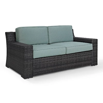 Beaufort Outdoor Wicker Loveseat - Mist - Crosley 6 Beaufort Outdoor Wicker Loveseat - Mist - Crosley - Image 6