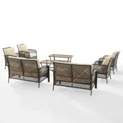Tribeca 8pc Outdoor Wicker Conversation Set - Sand/Brown - Crosley -Cheap Crosley Store GUEST f26a7b46 16a8 41ee b5ce d39b5d3acdf6