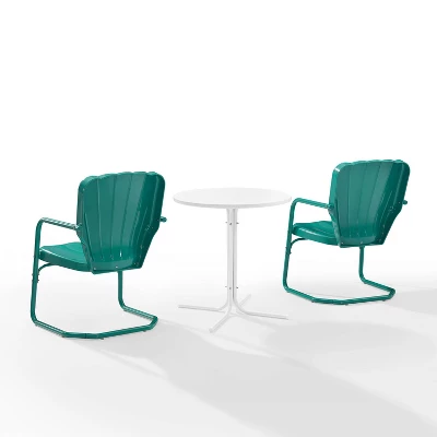 Ridgeland 3pc Outdoor Bistro Set With Table & 2 Chairs - Turquoise Gloss - Crosley 2 Ridgeland 3pc Outdoor Bistro Set With Table & 2 Chairs - Turquoise Gloss - Crosley - Image 2