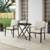 3pc Kaplan Outdoor Steel Chat Set Oatmeal/Bronze - Crosley