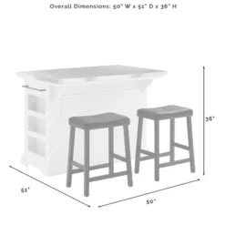 Julia Stainless Steel Top Kitchen Island With 2 Upholstered Saddle Counter Height Barstools White - Crosley -Cheap Crosley Store GUEST f5c295cb 1e85 4997 8342 d271eefc3ff9