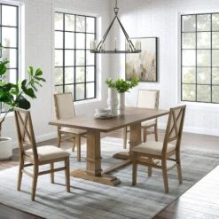 5pc Joanna Dining Set With 4 Upholstered Back Chairs Rustic Brown - Crosley -Cheap Crosley Store GUEST f692bb03 18ea 4ca7 bf59 b70659903086