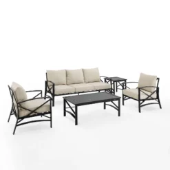 Kaplan 5pc Outdoor Sofa Set With Sofa & 2 Chairs With Coffee Table & Side Table - Crosley -Cheap Crosley Store GUEST f76fa475 fc53 4cb5 afc6 5210e018271f