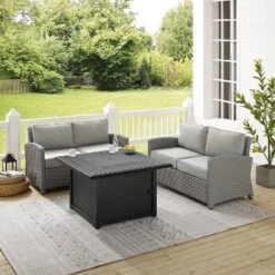 Bradenton 3pc Wicker Loveseat Set With Fire Table - Gray - Crosley -Cheap Crosley Store GUEST f79af7c2 f64f 40f0 8f00 1bd1601304b6