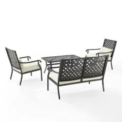 4pc Alistair Outdoor Steel Conversation Set Creme/Matte Black - Crosley -Cheap Crosley Store GUEST f7a0a413 615f 4985 85b8 abc031088244