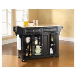 Alexandria Natural Wood Top Kitchen Island - Black - Crosley -Cheap Crosley Store GUEST f7c3adac 9e66 4811 ac57 2d7e13ce9f5a