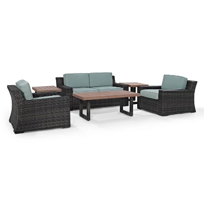 Beaufort 6pc Outdoor Wicker Conversation Set - Mist - Crosley 5 Beaufort 6pc Outdoor Wicker Conversation Set - Mist - Crosley - Image 5