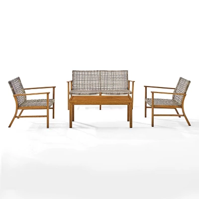 Ridley 4pc Outdoor Wicker & Metal Conversation Set - Gray - Crosley 4 Ridley 4pc Outdoor Wicker & Metal Conversation Set - Gray - Crosley - Image 4