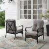 2pk Dahlia Outdoor Steel Arm Chairs Taupe/Matte Black - Crosley