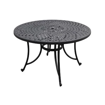 Sedona 46" Outdoor Round Dining Table - Black - Crosley 2 Sedona 46" Outdoor Round Dining Table - Black - Crosley - Image 2