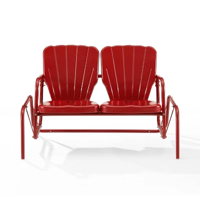 Ridgeland Outdoor Metal Loveseat Glider - Red - Crosley 3 Ridgeland Outdoor Metal Loveseat Glider - Red - Crosley - Image 3