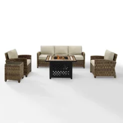 Bradenton 5pc Outdoor Wicker Conversation Set With Fire Table - Crosley -Cheap Crosley Store GUEST fc5f0111 3af0 4336 9c6c c5c1286f6a56