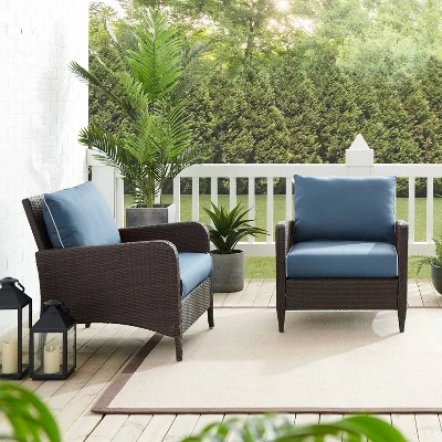 Kiawah 2pk Wicker Patio Chair Blue - Crosley 4 Kiawah 2pk Wicker Patio Chair Blue - Crosley - Image 4