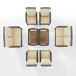 Tribeca 8pc Outdoor Wicker Conversation Set - Sand/Brown - Crosley -Cheap Crosley Store GUEST fe7e235f 5c17 4cdf b25a eea612a84bf0