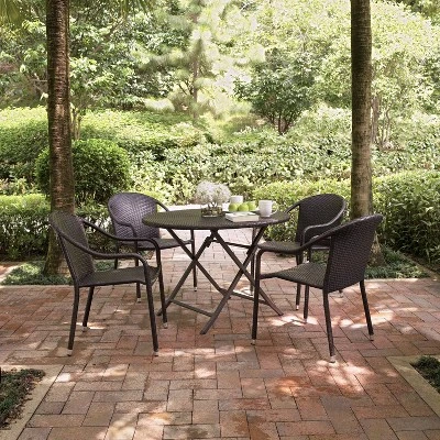 Palm Harbor 5pc Outdoor Wicker Dining Set - Brown - Crosley 4 Palm Harbor 5pc Outdoor Wicker Dining Set - Brown - Crosley - Image 4